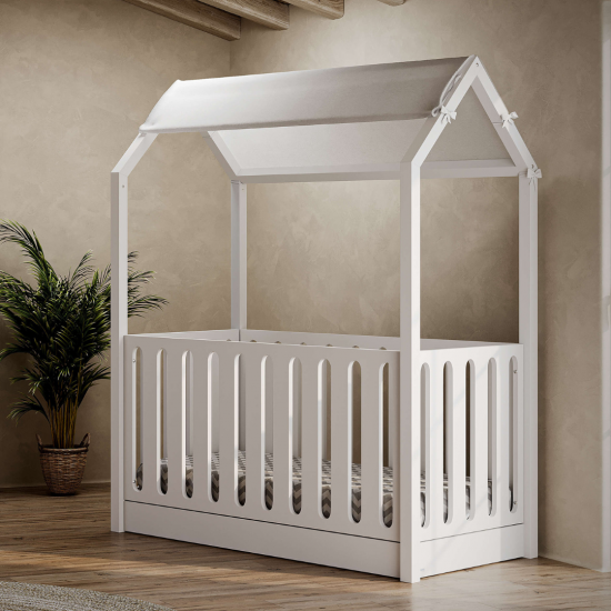 Casababy La Maison White Βρεφικό Κρεβάτι Μετατρεπόμενο Σε Προεφηβικό Τύπου Μοντεσσόρι