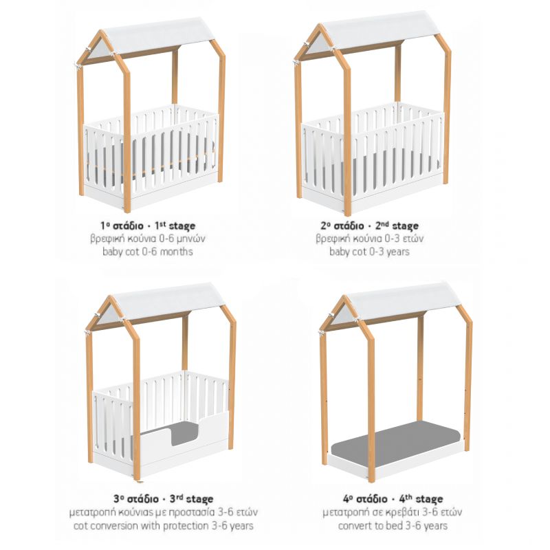 Casababy La Maison Βρεφικό Κρεβάτι Μετατρεπόμενο Σε Προεφηβικό Τύπου Μοντεσσόρι
